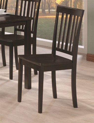 Set of 2 Dining Chairs with Slat Back in Cappuccino Finish