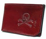 Hand Made Genuine Italian Leather Embossed Skull and Crossbones Retro Wallet