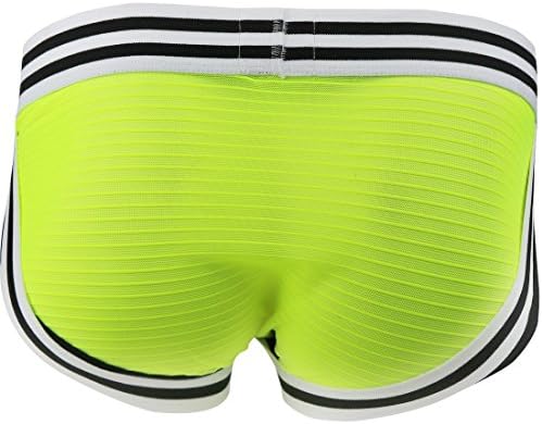 iiniim Sexy MensSwim Striped Mesh Bikini Briefs semi-see through Underwear Fluorescent Green S