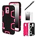 E LV Hard Plastic with Soft Silicon Dual Layer Armor Defender Full Body Protective Case for Galaxy S5 Bundle with Stylus, Screen Protector and Microfiber Sticker Digital Cleaner - Black / Hot Pink