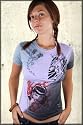 Inkslingers Devil Voodoo Girl Women's Short Sleeve Tee Shirt Top in Grey / Grape Dip Dye