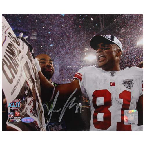 Steiner Sports New York Giants Autographed Amani Toomer SB XLII Celebration Holding Newspaper 8'' x 10'' Landscape Photograph