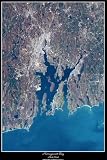 Narragansett Bay Rhode Island Satellite Poster Print Photo View Map: 24"x36" Glossy