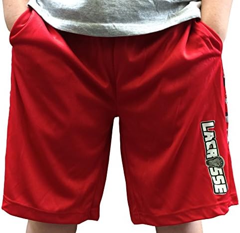 Lacrosse Panel Digital Camo Short 100% Polyester (Adult XL, Red)