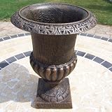 Oakland Living 14 Inch Cast Iron Roman Urn in Antique Bronze Finish