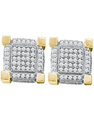 Real Diamond Earrings 0.75CTW DIAMOND MICRO PAVE EARRINGS Yellow-gold 10K