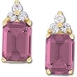 14K Yellow Gold Pink Tourmaline and Diamond Earrings