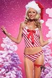 2Pc Candy Stripe Mesh Satin Bow Cami Top & Bikini