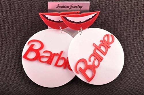 Crystalbella Fashion Sexy Red Lip Round Barbie Drop Earrings