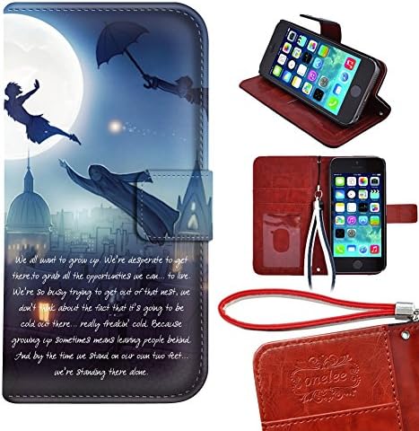 iPhone 5 Wallet Case,Never Grow Up Premium PU Leather Wallet Case cover with card slots for iPhone 5 5s