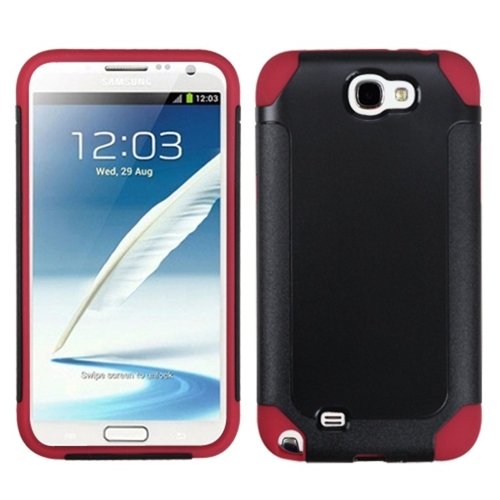 MyBat SAMGNIIHPCFSSO603NP Hybrid Fusion Protective Case for Samsung Galaxy Note 2 - 1 Pack - Retail Packaging - Black/Red Frosted