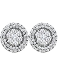 1.50ctw Diamond Flower Stud Halo Earrings