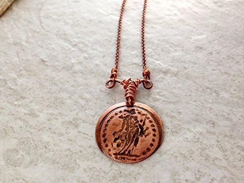 Copper Disc Coin Pendant with Swiss Goddess Helvetia