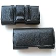 Sharp Sidekick 2008 Black Leather Horizontal Belt Loop & Belt Clip Case