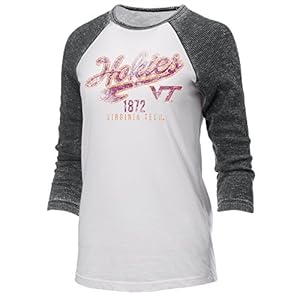 NCAA Virginia Tech Hokies Womens Baseball Tee, White/black, Large