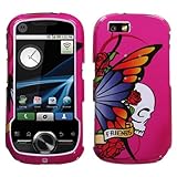 Pink Butterfly Skull SnapOn Phone Cover Protector Case for Motorola i1 (Spr ....
