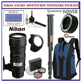 Wildlife Safari Adventure Package Features a Powerful Nikon 70-200mm f/2.8G ED-IF AF-S VR Zoom Nikkor Lens for Nikon Digital SLR Cameras
