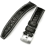 Louisiana Alligator Head Shiny Black Matt 20mm Watch Strap
