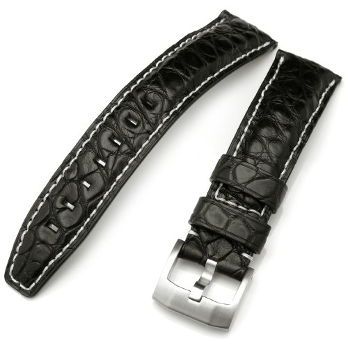 Louisiana Alligator Head Shiny Black Matt 20mm Watch Strap