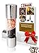 The Original SpiceCrafts Salt and Pepper Grinder Set, Stainless Steel Kitchen Tool, FREE Recipe eBook & Guide, Pure Ceramic, Dual Mill, Beautiful Centerpiece and cooking utensil