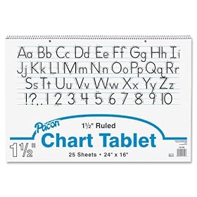 Pacon 74720 Chart Tablets w/Manuscript Cover, Ruled, 24 x 16, White, 25 Sheets/Pad