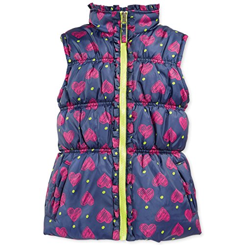 Pink Platinum Girls 7-16 Heart Puffer Vest (10/12, Navy)