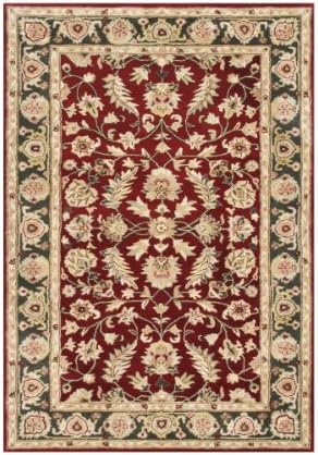 ZnZ Rugs Gallery, 3032_6x9, Hand Made Burgundy New Zealand Blend Wool Rug, 1, Green, Citadel, Barn Red, 6x9'