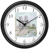 Cathedral of Notre Dame Paris Landmark No.4 (Pastel) Paris & France Theme Wall Clock by WatchBuddy Timepieces (Hunter Green Frame)