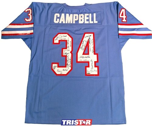 Luv Ya Blue Team Signed Earl Campbell Houston Oilers Mitchell & Ness Authentic Jersey - 22 Signatures LE of 34