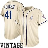 MLB Majestic Tom Seaver New York Mets Cooperstown Collection Traditional Jersey - Cream (Large)