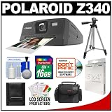 Polaroid Z340 Instant Digital Camera with ZINK Zero Ink Printing Technology + (30) Paper Film Prints (1 Extra Pack) + 16GB Card + Case + Tripod + Accessory Kit
