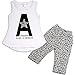 Baby Girls Summer Cotton Letters Tank Top+Leopard Leggings Pants Set Outfit