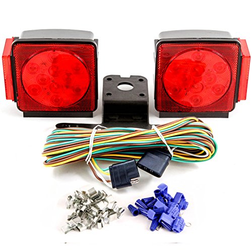 LED Submersible DOT Compliant Trailer Light Kit Square Under 80″ Tail Stop Brake Boat Marine