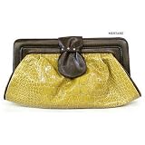 Mustard Croc Faux Leather Frame Clutch Bag Purse Handbag