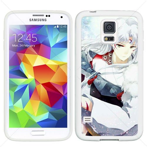 InuYasha Manga Anime Comic Sesshoumaru Samsung Galaxy S5 SV I9600 TPU Soft Black or White case (White)