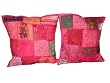 Chair Cushion Covers-2 Pink Embroidery Sari Toss Pillow Cushion Covers