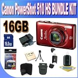 On Sale Canon PowerShot ELPH 510 HS 12.1 MP CMOS Digital Camera with Full HD Video and Ultra Wide Angle Lens (Red) +16GB SDHC Memory + Extended Life Battery + Charger + USB Card Reader + Shock Proof Case + Memory Card Wallet + Accessory Kit!