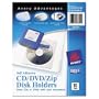 Avery� Self-Adhesive CD, DVD and Zip Disk Sleeve, Peel-Off Backing, Clear, 10 per Pack