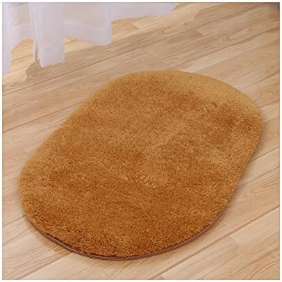 Plush Oval Indoor Door Mat Shag Floor Rug for Home 23-inch by 35-inch, khaki