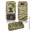 Kyocera Laylo M1400 Cell Phone Full Diamond Bling Protective Case Cover Gold and Black Zebra Animal Skin Design