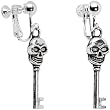 Skull Skeleton Key Clip On Earrings