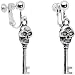 Skull Skeleton Key Clip On Earrings