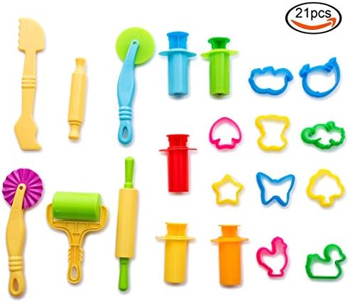 Gudluck 21 pcs Smart Dough Tools Kit with Molds and Extruder Tools, Animals Shape, Assorted Color