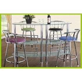 Brand new chrome finish bar stools with black green purple&blue seat--set of 4 by R.H.F.