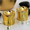 FL-1524 | Professional Quality 2 Piece LED Gold Rose Tea Light Battery Candle Set, A safe and effective way of dressing tables for any event