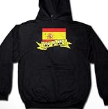 Spain Banner International Soccer Sweatshirt, Espana Soccer Mens Hoodie, Old School Tattoo Style Design, X-Large, Navy