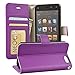 BUDDIBOX  Leather Wallet Cover with Foldable Kickstand for Amazon Fire Phone - Retail Packaging - Purple