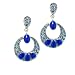 Blue Rhinestone Circle Dangle Earrings