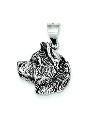 Sterling Silver Antiqued Husky Pendant Charm Jewelry