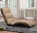 Adjustable Lounge Chair with Brown Piping In Tan Fabric